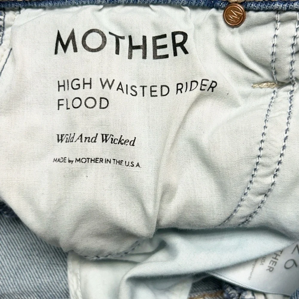 Mother Superior High Waisted Rider Flood Distressed Jeans Wild and Wicked 26 - Picture 6 of 10